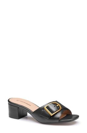 Johnston & Murphy Edith Buckle Slide Sandal in Black Glove Leather at Nordstrom, Size 6.5