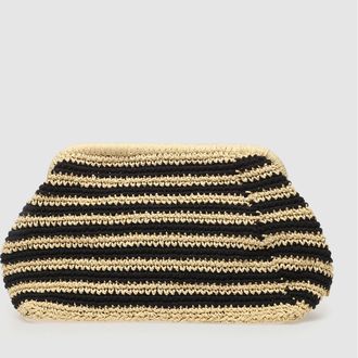 Mizele Grande Bourse Raphia Naturel Noir