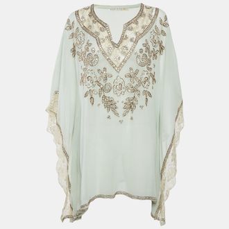 Alice & Olivia Alice + Olivia Light Green Georgette Kassandra Caftan