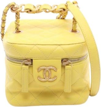 Chanel Pre-owned Matelasse Leren Schoudertas - Dames - Vintage Mini Tas - Geel - ONE Size - Leer - Vintage