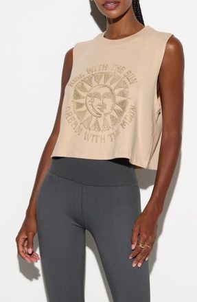 Spiritual Gangster Rise Spirit Graphic Crop Tank in Palo Santo at Nordstrom, Size Medium