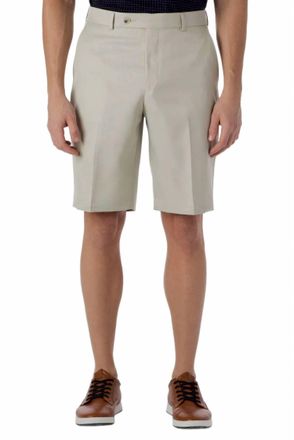 Ballin Nash Micro Nano Travel Twill Performance Gabardine Plain Front Shorts In Cream