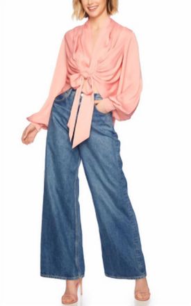 Susana Monaco Matte Satin Tie Blouse In Hamptons