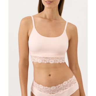 Pact Lace Modern Scoop Bralette Made With Organic Cotton in Soft Pink at Nordstrom, Size Xx-Large