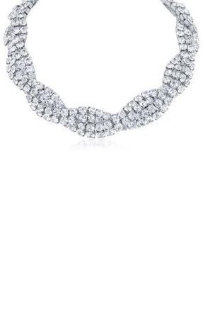 Jardin Crystal Chain Woven Collar Necklace in Clear Silver at Nordstrom Rack