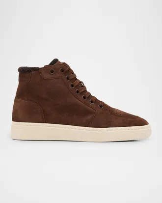 Giuseppe Zanotti Men & apos;s GZ 94 Scarpa Suede Shearling-Lined Zip-Up Sneakers