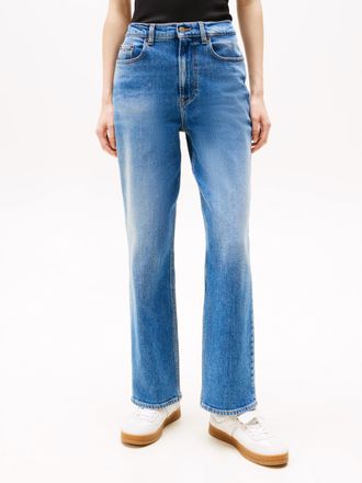Tommy Jeans Straight-Jeans TOMMY JEANS LAYLA HR SLIM STR, Damen, Gr. 25, L&auml;nge 30, blau (denim medium), Denim/Jeans, Obermaterial: 99% Baumwolle, 1% Elasthan, uni