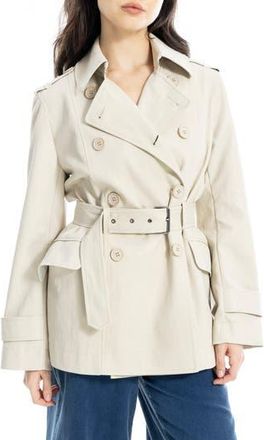 Max Studio Belted Faux Leather Trench Coat in Oyster at Nordstrom Rack, Size X-Small
