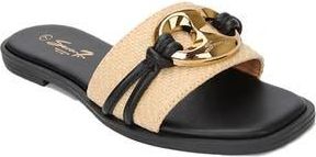 Seven 7 Raffia Flat Sandal in Black at Nordstrom Rack, Size 8.5