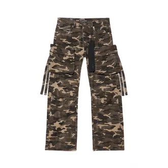 Cult of Individuality Grunge Baggy Cargo 610 Jeans In Java Camo
