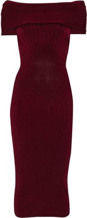MUGLER off-shoulder knit dress - women - Spandex/Elastane/Nylon/Rayon - L - Red