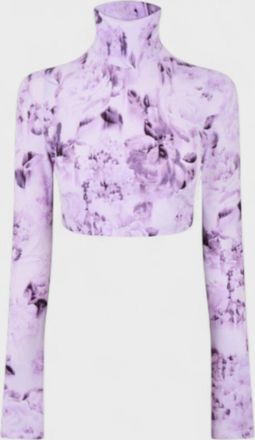 Off-white Womens Chinese Cropped Long Sleeve Tee Purple - Size Medium