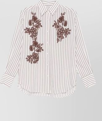 Ermanno Scervino long sleeve striped top floral embroidery