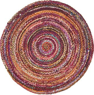 Safavieh Alfombra casa rural de algod&oacute;n naranja/multicolor, 122 x 122 cm