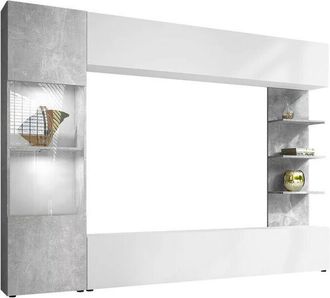 Mirjan24 Conjunto De Sal&oacute;n Comfivo 210, Blanco + Hormig&oacute;n