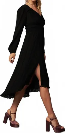 Current Air Pleated Midi Dress In Black