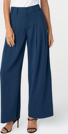 Liverpool L.A. Pleated Wide Leg Ankle Pants in Oxford Navy at Nordstrom, Size 12