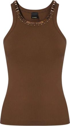 Pinko Redbull Canotta Costina - Dames - Tops zonder mouwen - Bruin - XS - Katoen - Tops