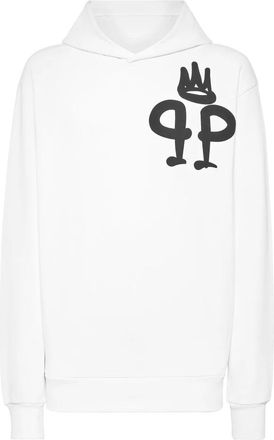 Philipp Plein King Plein Hooded Sweatshirt - Heren - Hoodies - Wit - S - Katoen - Hoodies & sweatvesten