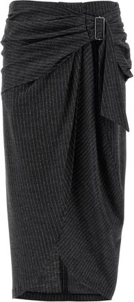 Isabel Marant Reilly Sheath Midi Rok - Dames - Midirokken - Grijs - M - Katoen - Rokken
