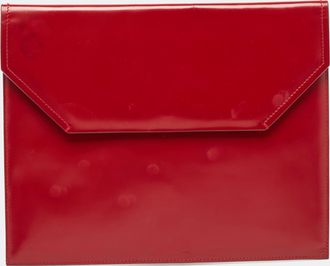 Bally Red Glossy Leather Envelope Clutch