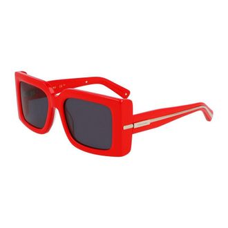 Ferragamo Sunglasses Square Full Rim, Shiny Red Frame And Grey Lens Sf2032S600