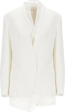 Brunello Cucinelli Witte Viscose Jas met Messing Details - Dames - Blazers - Wit - M - Katoen - Jassen