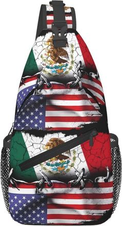 Generic Pride Mexican American Flag Crossbody Bag Lightweight Sling Bag With Zipper Backpack For Men Sports Cycling