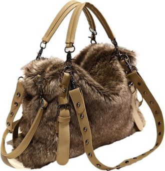 Generic Compatible For Totes Shoulder Bags Women Winter Plush Messenger Bag Luxury Handbag And Purse Warm Satchels