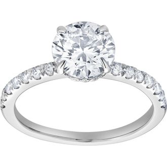 LuvMyJewelry Amore 14K Gold Round Cut Lab Grown Diamond Hidden Halo Engagement Ring - 1.95 Ct in 14K White Gold at Nordstrom, Size 5.5
