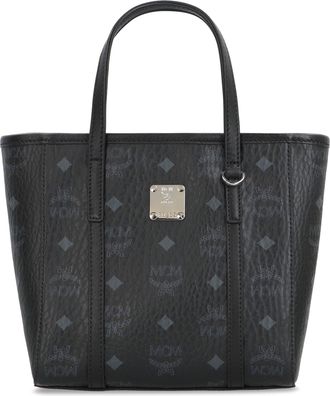 MCM Womens Mini Tote Bag Toni Visetos Black Polyurethane
