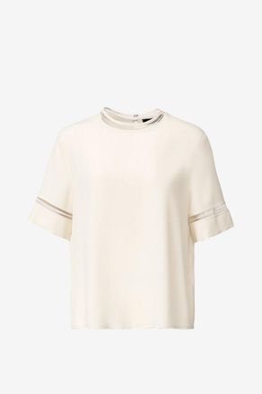 Fabiana Filippi T-Shirt mit Rundhalsausschnitt aus Seidenmischung mit Strasssteinen