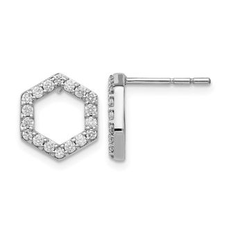 Diamond2Deal 1/2 ct Lab Grown Diamond Hexagon Stud Earrings 14k Gold VS Clarity, D-E Color