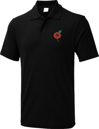 Generic Embroidered Poppy Flower Remembrance Day Polo T Shirt Polo T Shirt, Lest We Forget Polo T Shirt, Armed Forces Day Polo T Shirt, Remebrance Day, Patrio