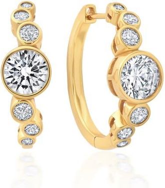 Crislu Stardust Cubic Zirconia Hoop Earrings in 18Kyg/Clear Stone at Nordstrom