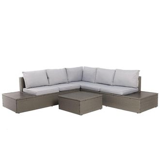 Charles Bentley Rattan & Polywood Corner Lounge Set in Grey