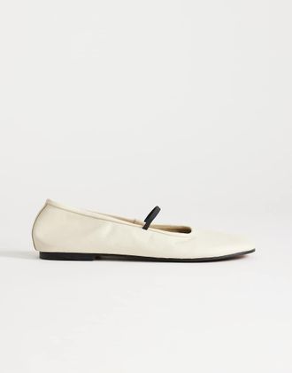 Topshop Bella - Ballerine in pelle bianco sporco con punta arrotondata-Neutro