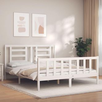 Berkfield Home Bed Frame with Headboard White 160x200 cm Solid Wood