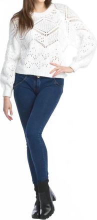 Papillon Crochet Open Knit Sweater In White