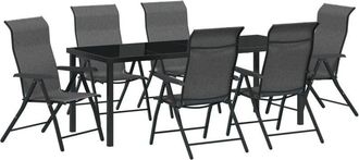 vidaXL vidaXL Garden Dining Set Height-Adjustable 7 pcs Grey Poly rattan
