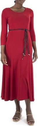 Nina Leonard Waist Belt Midi Dress in Brick at Nordstrom Rack, Size X-Large