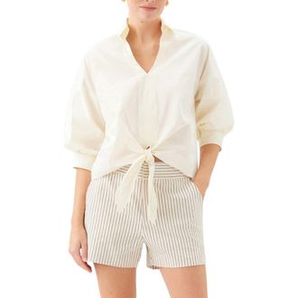 Fifteen Twenty Jena Tie Front Cotton Top in Cream at Nordstrom, Size X-Small