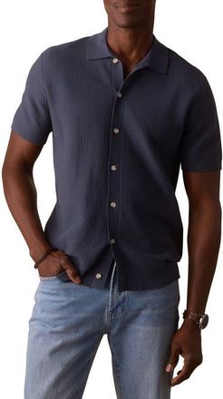 The Normal Brand BreezeKnit Short Sleeve Button-Up Shirt in Vintage Blue at Nordstrom, Size Xx-Large