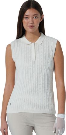 Daily Sports Madelene Cable Knit Womens Sleeveless Golf Polo in White at Nordstrom, Size Small