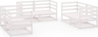 vidaXL Set De Sal&oacute;n De Jard&iacute;n De 6 Piezas Blanco Madera Maciza De Pino Vidaxl