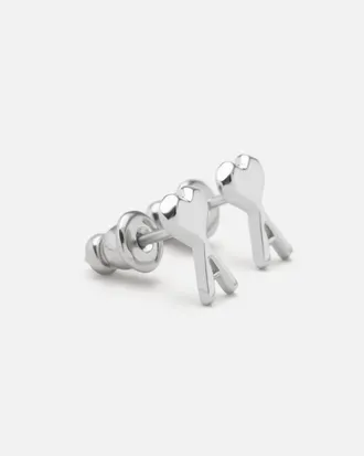 Ami Silver Brass Ami De Coeur Hammered Earrings Grey - OS - Unisex
