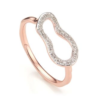 Monica Vinader Rose Gold Riva Mini Pod Ring Diamond