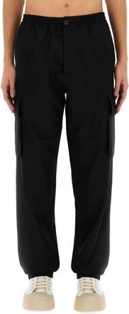 Marni Relaxed Fit Black Wool Pants With Cargo Pockets