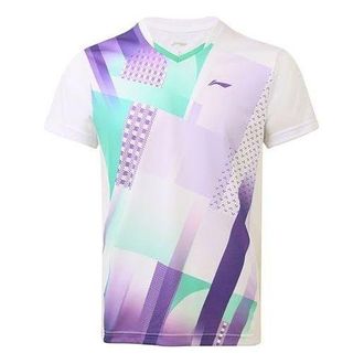 Li-Ning Quick Dry 2022 Spring Badminton Tee White Purple AAYS063-1