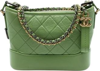 Chanel Pre-owned Gabrielle Cross Body Bag - Dames - Vintage Schoudertas - Groen - ONE Size - Leer - Vintage